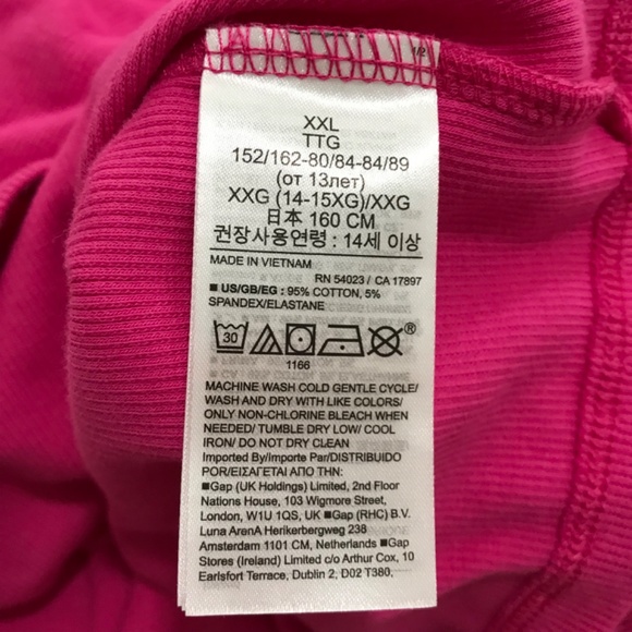 NWOT GAP Cotton Turtleneck Ruched Shoulder Girls XXL Women's S/M Hot Pink - Picture 5 of 6